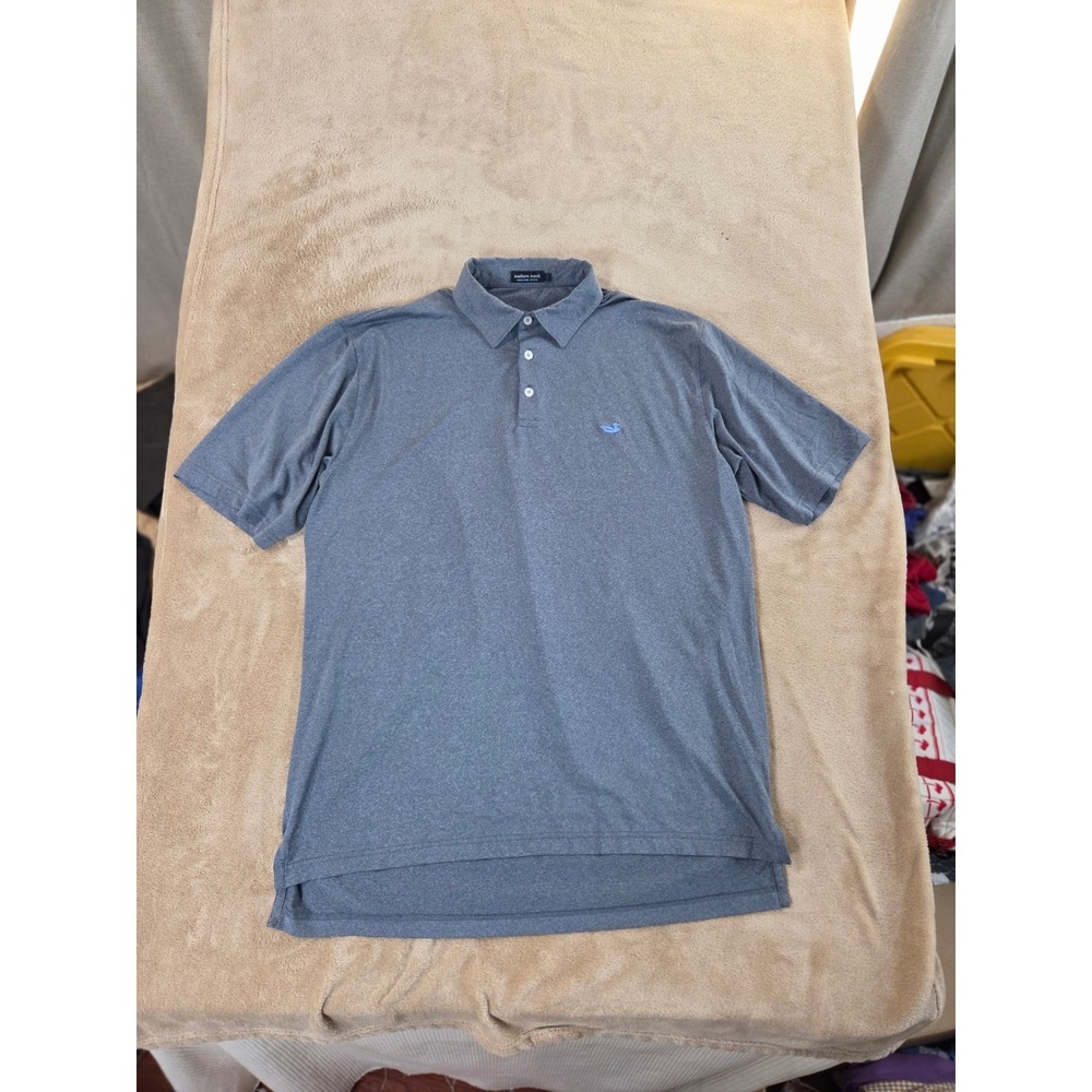 Southern marsh polo shirt mens size Large blue polyester short sleeve EUC
